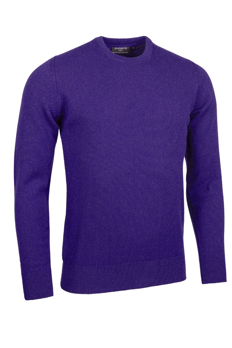 Mens Crew Neck Lambswool Golf Sweater Violet XXL