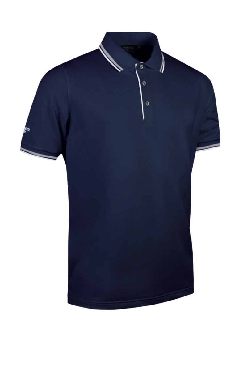 Mens Tipped Performance Pique Golf Polo Shirt Navy/White S