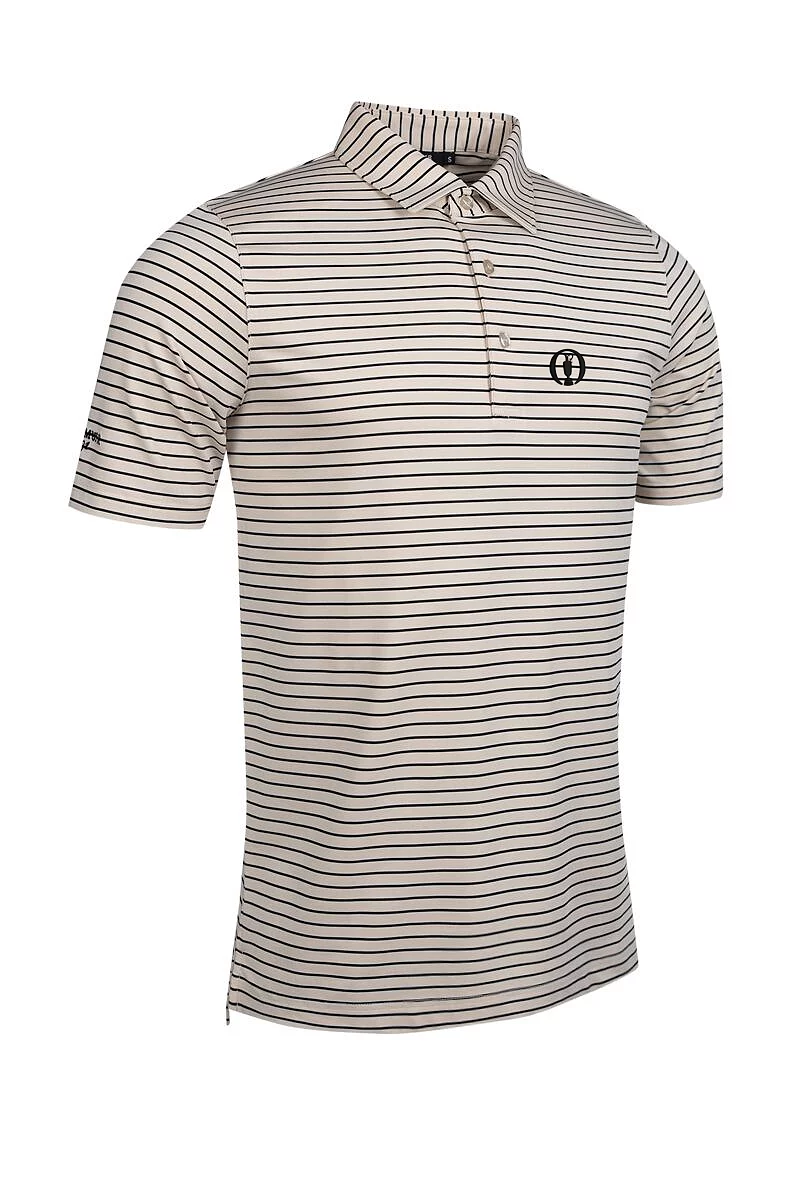 Open Pencil Stripe Tailored Collar Performance Golf Shirt