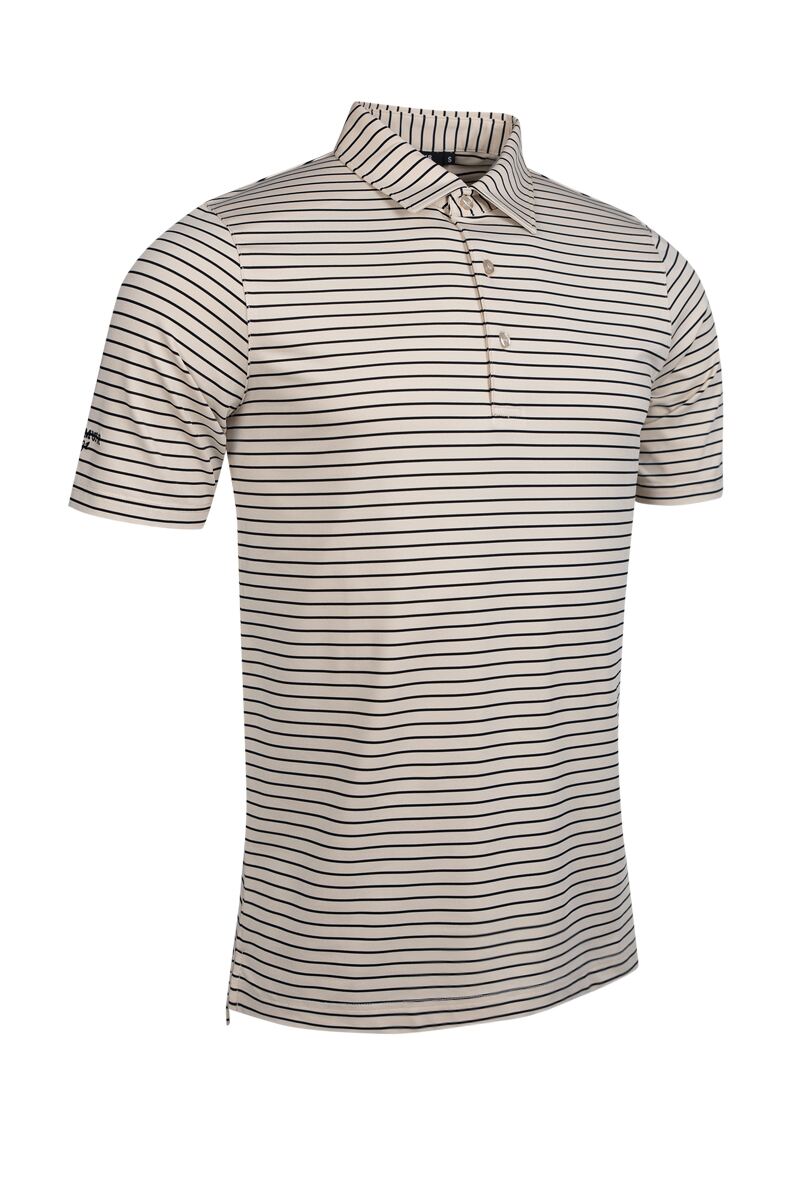 Mens Pencil Stripe Tailored Collar Performance Golf Shirt