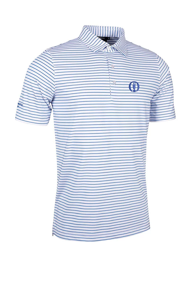 Official Ryder Cup 2027 Mens Pencil Stripe Tailored Collar Performance Golf Shirt White/Tahiti S