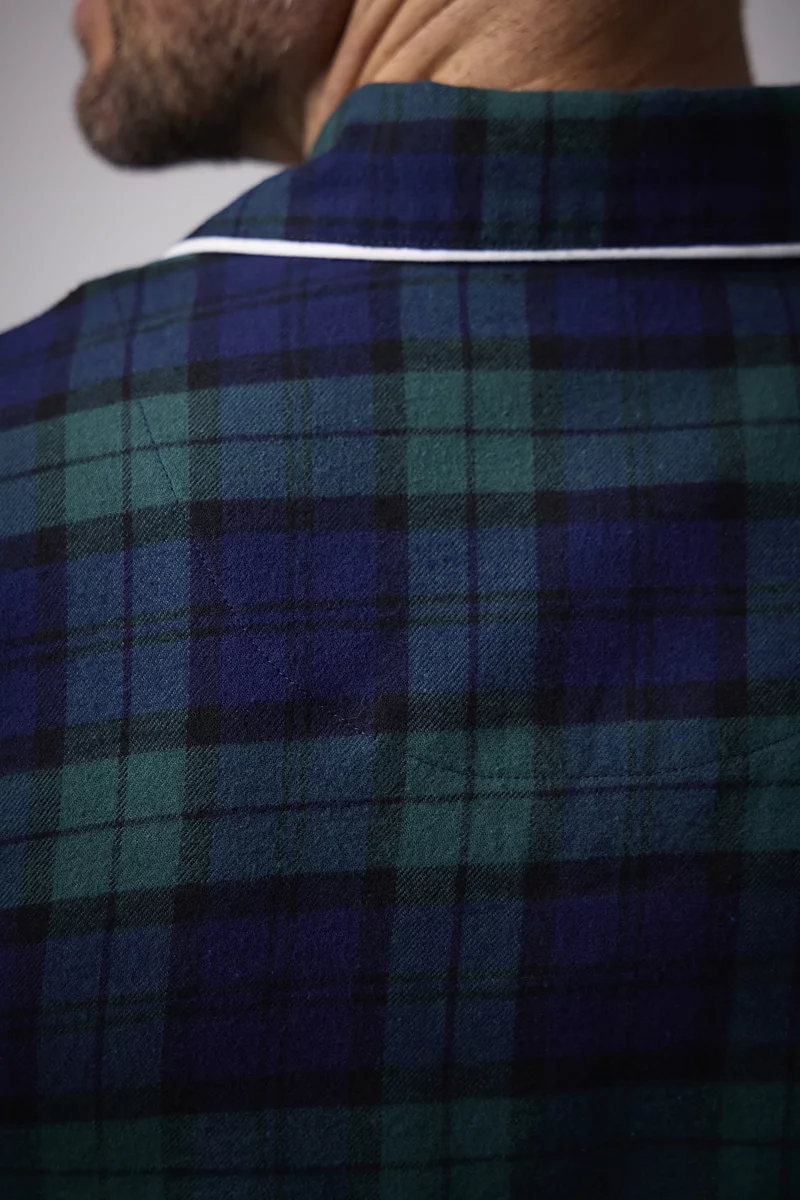 Mens Cotton Flannel Tartan Piped Pyjama Set Mens Cotton Flannel Tartan Piped Pyjama Set