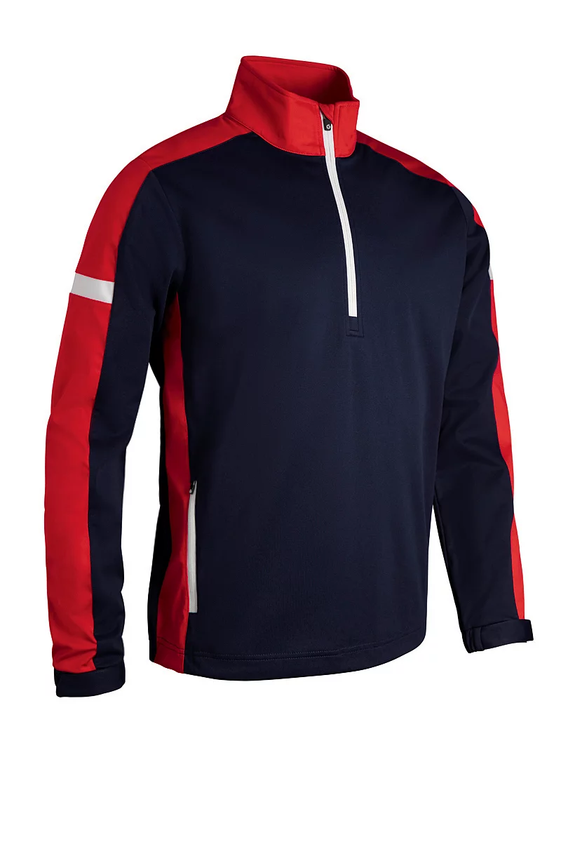 Mens Quarter Zip Contrast Panelled Showerproof Golf Windshirt Sale Navy/Red/White XXL