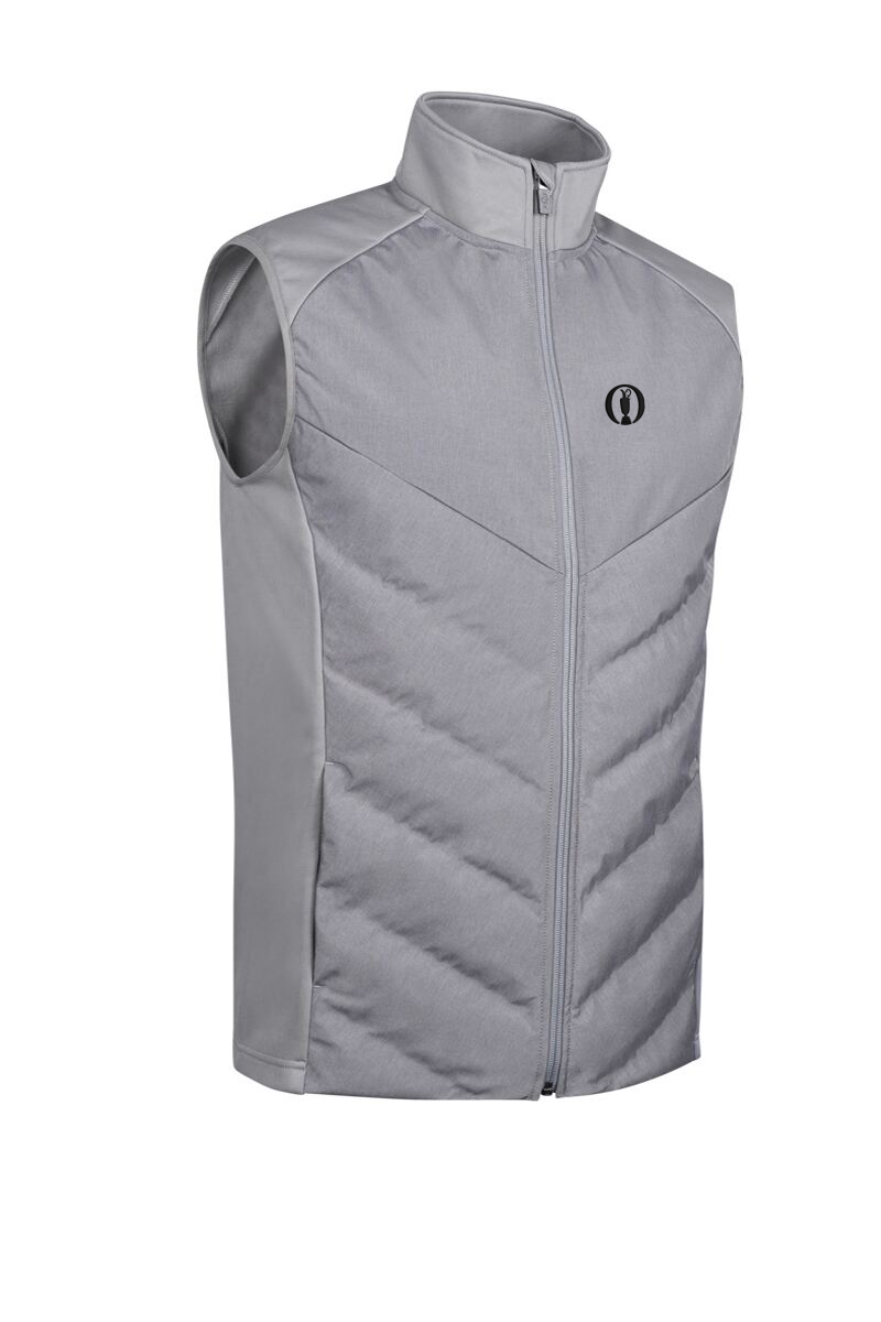The Open Mens Full Zip Bonded Chevron Padded Performance Heavyweight Golf Gilet
