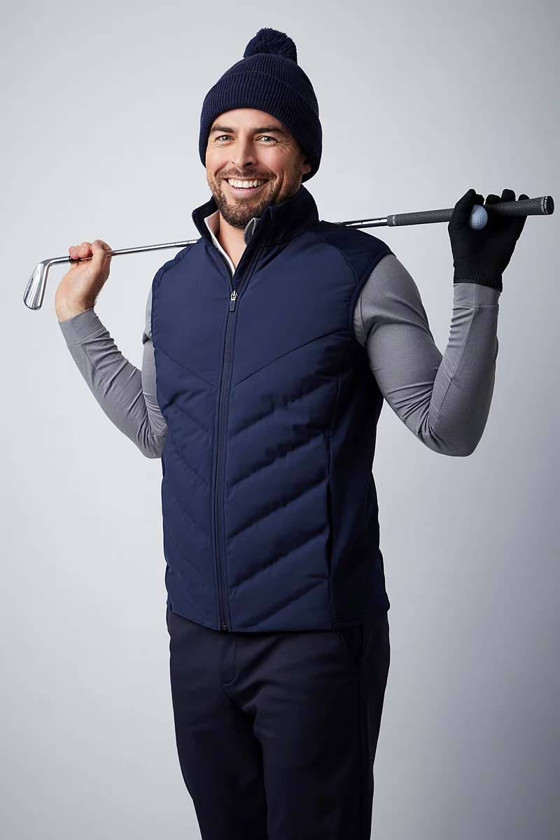 The Open Mens Full Zip Bonded Chevron Padded Performance Thermal Golf Gilet