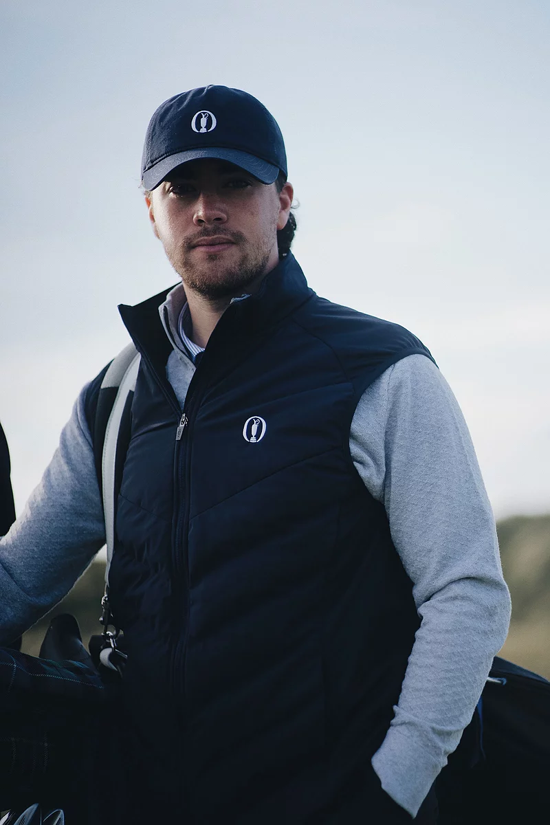 The Open Mens Full Zip Bonded Chevron Padded Performance Thermal Golf Gilet