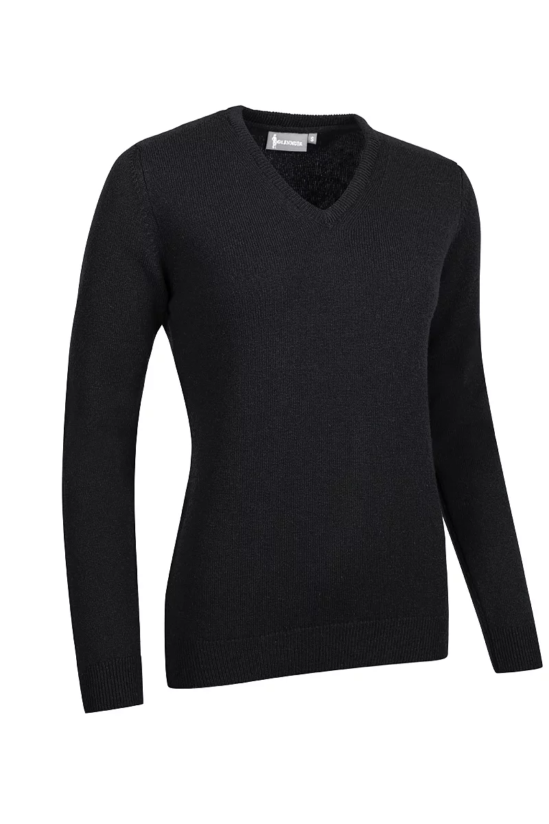 Official Ryder Cup 2027 Ladies V Neck Lambswool Midweight Golf Sweater Black XXL