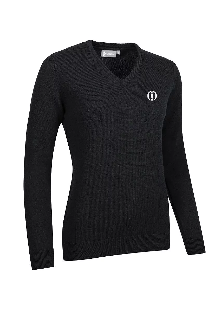 Official Ryder Cup 2027 Ladies V Neck Lambswool Midweight Golf Sweater Black XL
