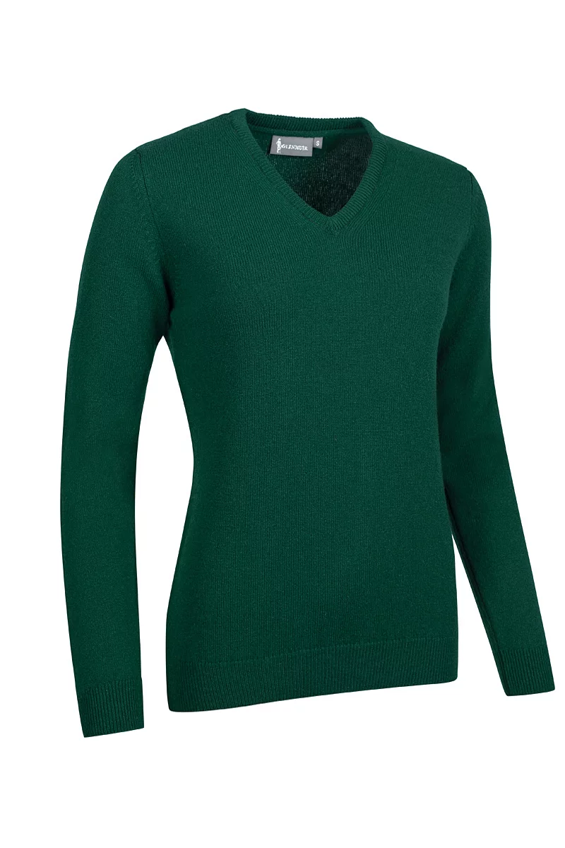 Official Ryder Cup 2027 Ladies V Neck Lambswool Midweight Golf Sweater Bottle S