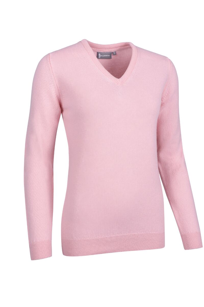 Ladies V Neck Lambswool Golf Sweater Candy XL