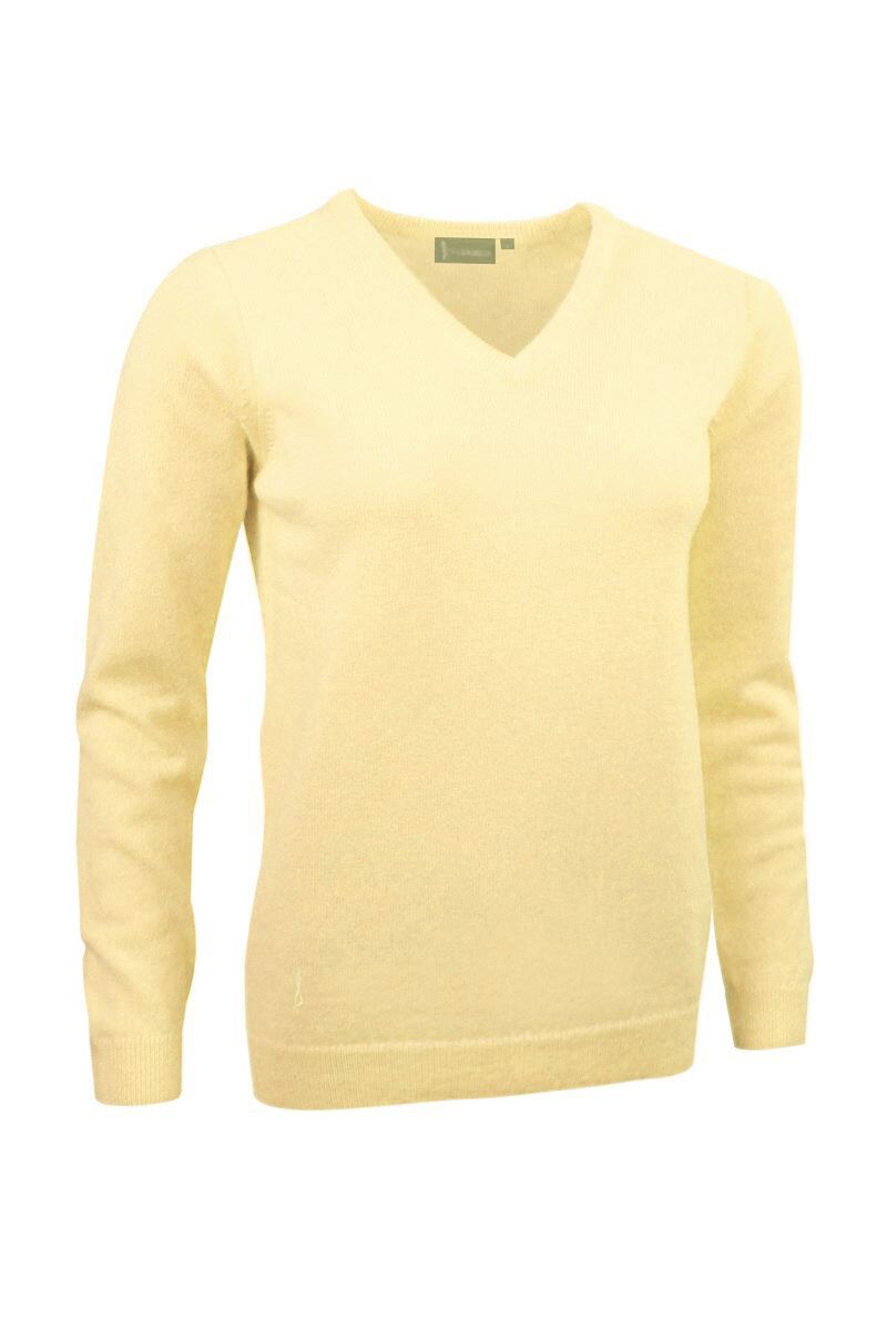 Ladies V Neck Lambswool Golf Sweater Sale Light Yellow XL