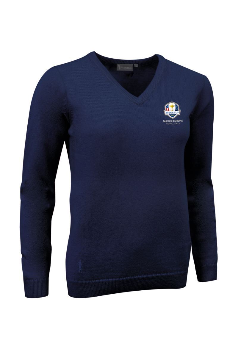 Glenmuir Ladies V Neck Lambswool Golf Sweater Navy M Women