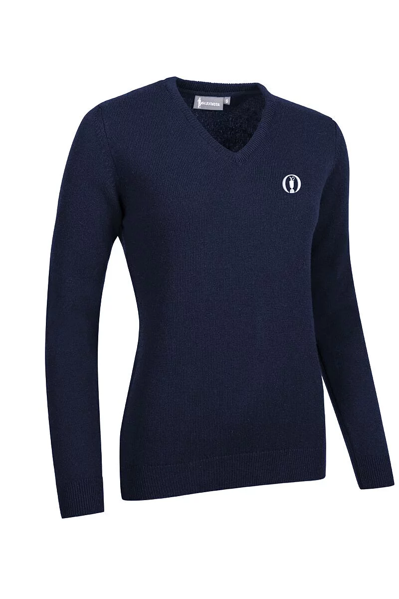 Official Ryder Cup 2027 Ladies V Neck Lambswool Midweight Golf Sweater Navy S