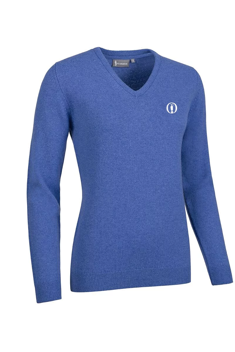 Official Ryder Cup 2027 Ladies V Neck Lambswool Midweight Golf Sweater Tahiti Marl XL