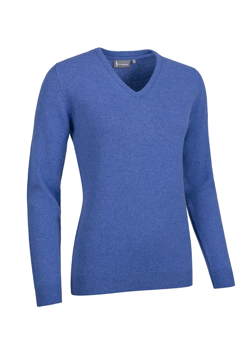 Official Ryder Cup 2027 Ladies V Neck Lambswool Midweight Golf Sweater Tahiti Marl L
