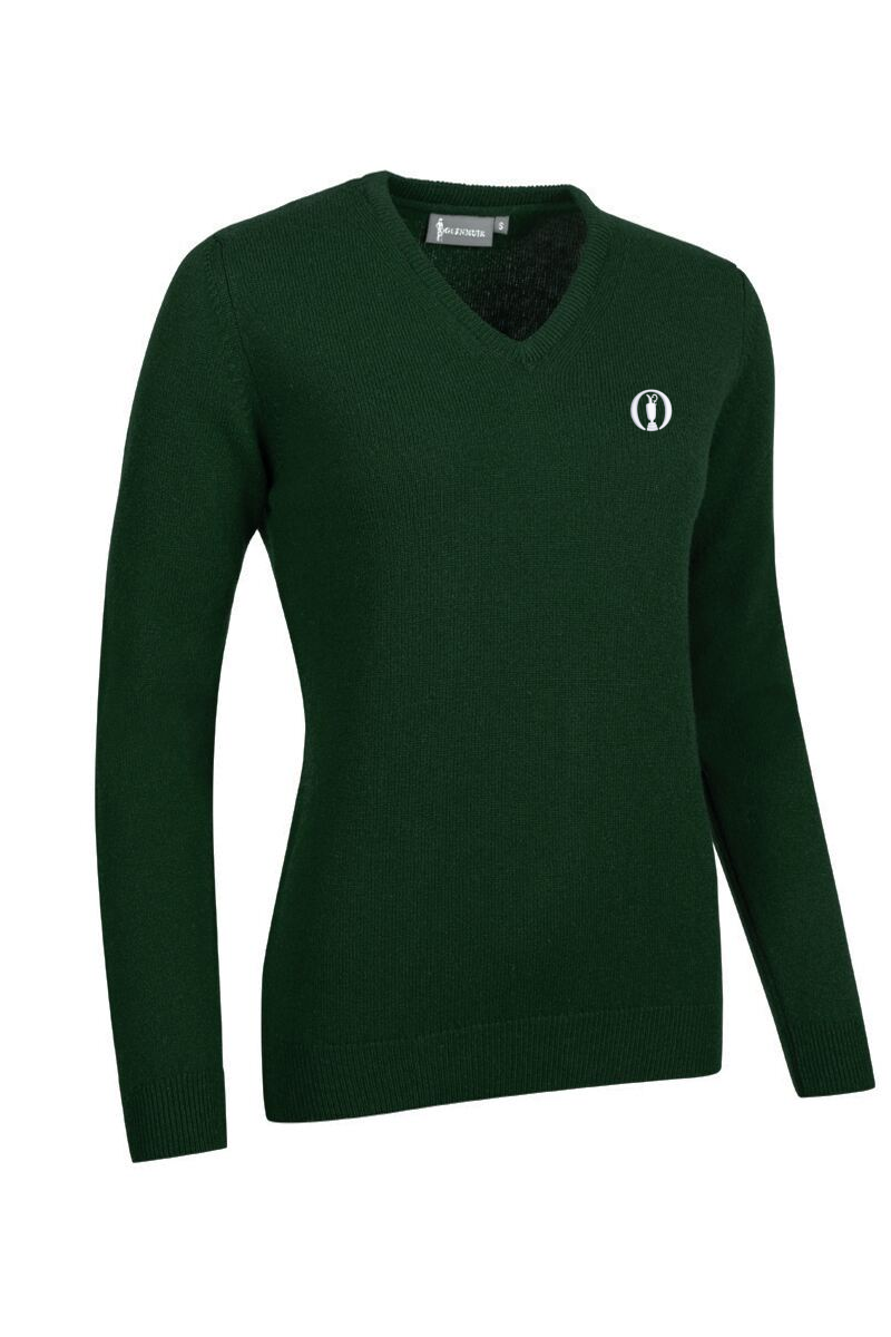 The Open Ladies V Neck Lambswool Midweight Golf Sweater
