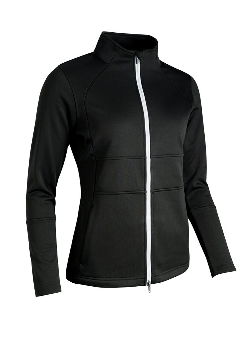 Ladies Zip Front Thermal Panelled Fleece Showerproof Golf Jacket Sale Black/Silver S