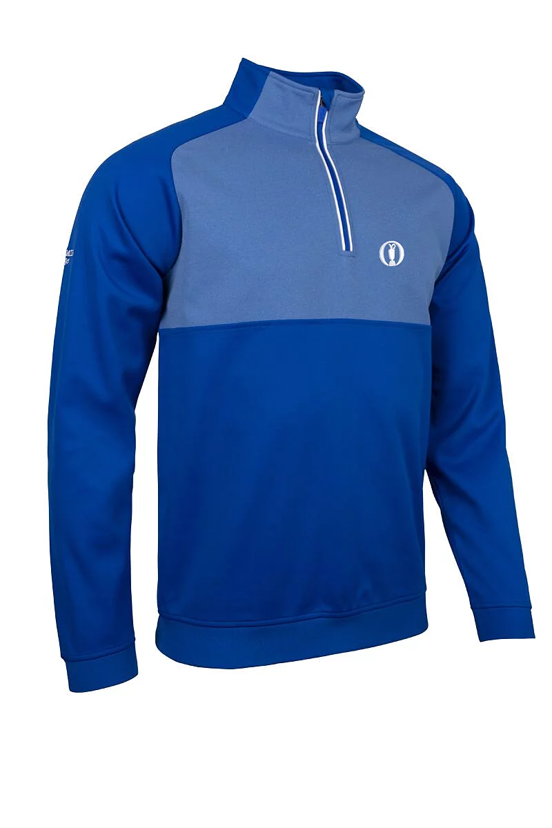 Official Ryder Cup 2027 Mens Quarter Zip Colour Block Performance Golf Midlayer Ascot Blue/White M