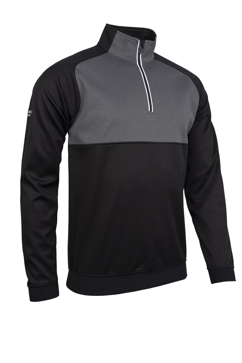 Mens Quarter Zip Colour Block Performance Golf Midlayer