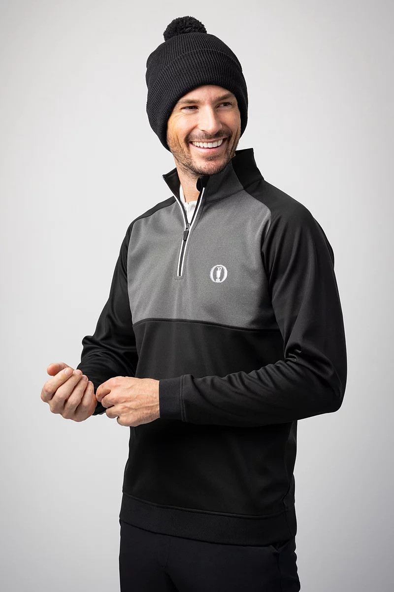 The Open Mens Quarter Zip Colour Block Performance Golf Midlayer