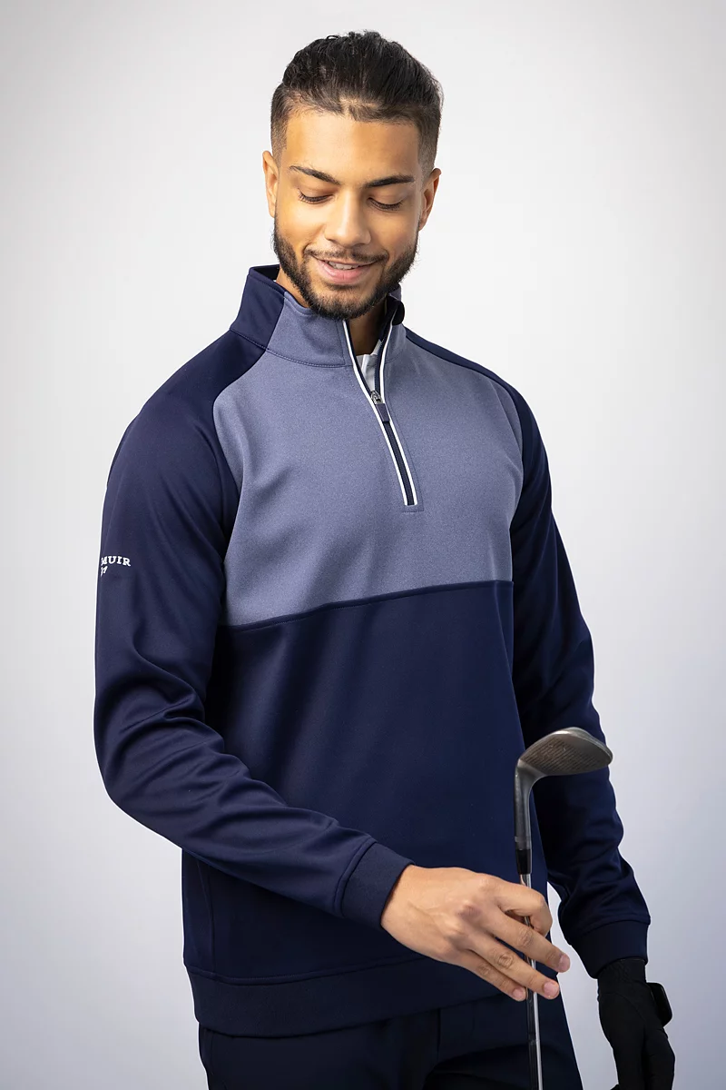 Official Ryder Cup 2027 Mens Quarter Zip Colour Block Performance Golf Midlayer