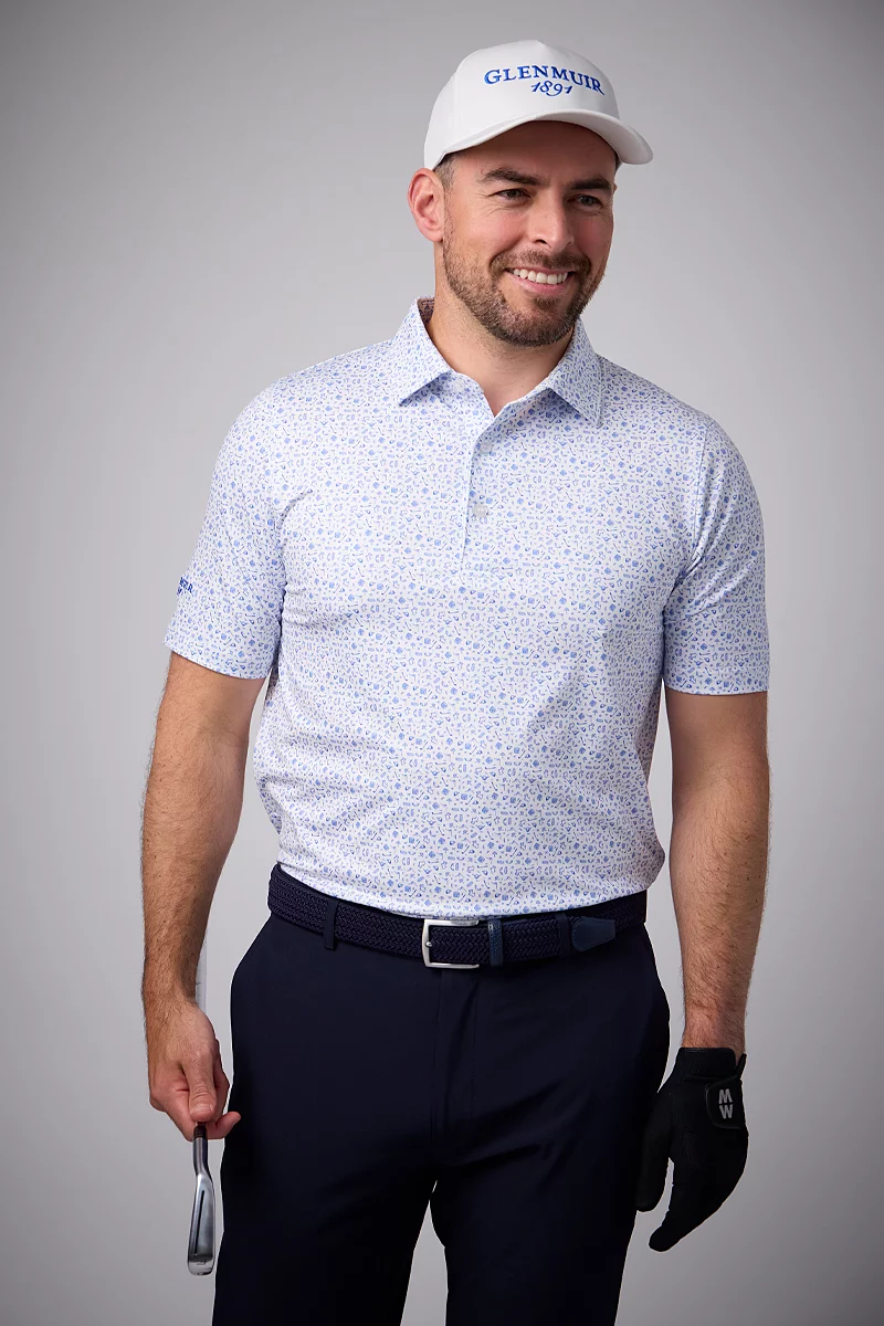 Mens Micro Scottish Print Performance Golf Shirt