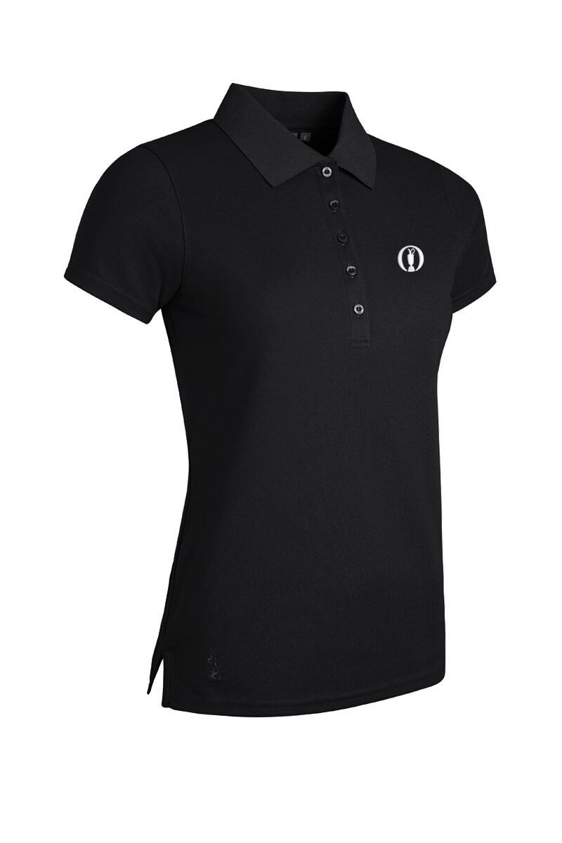 The Open Ladies Performance Pique Golf Polo Shirt Black L