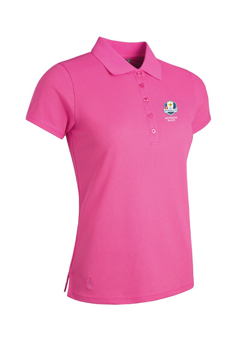Official Ryder Cup 2025 Ladies Performance Pique Golf Polo Shirt Hot Pink M