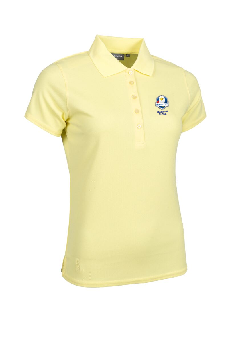 Official Ryder Cup 2025 Ladies Performance Pique Golf Polo Shirt Light Yellow S