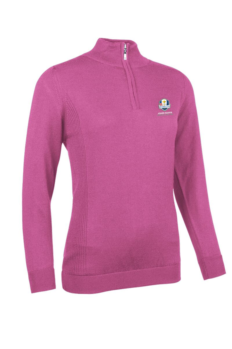 Official Ryder Cup 2027 Ladies Quarter Zip Water Repellent Lined Merino Golf Sweater