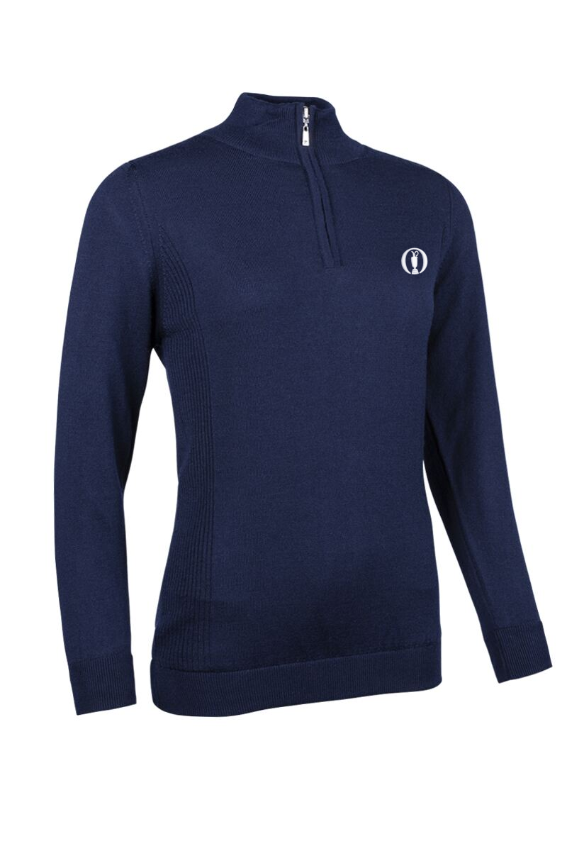 The Open Ladies Quarter Zip Water Repellent Lined Merino Heavyweight Golf Sweater