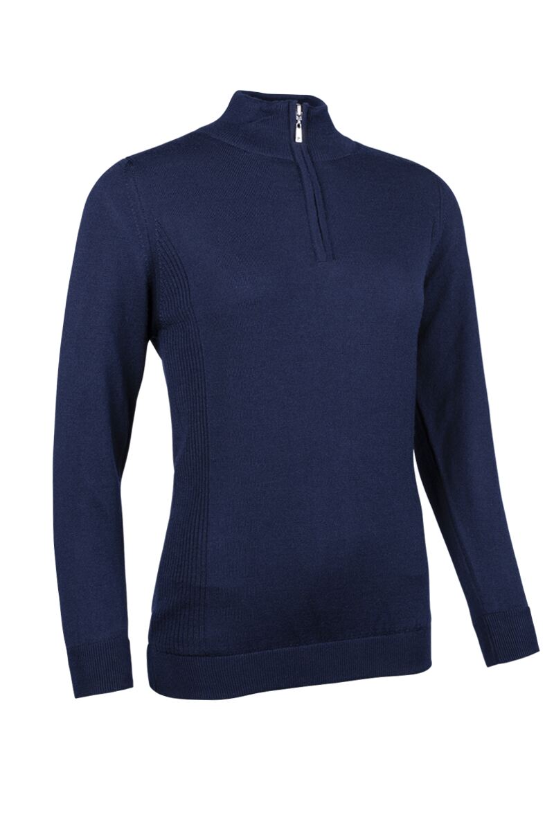 Ladies Quarter Zip Water Repellent Lined Merino Heavyweight Golf Sweater