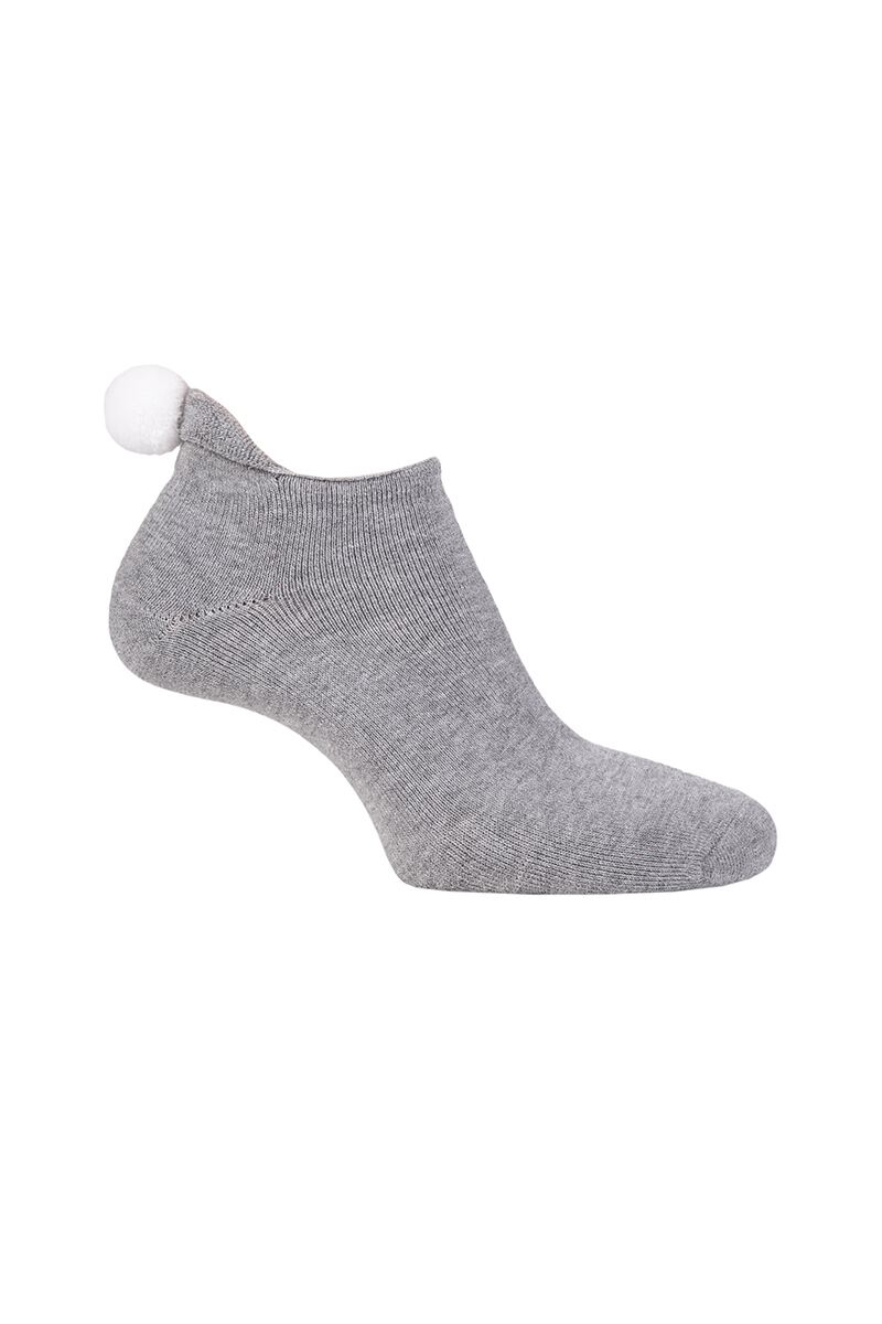 Ladies Fashion Secret Golf Socks with Pompom Light Grey Marl UK 4-8