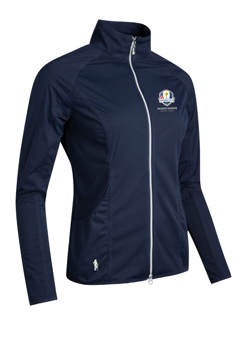 Official Ryder Cup 2025 Ladies Zip Front Water Repellent Golf Jacket Navy XXL