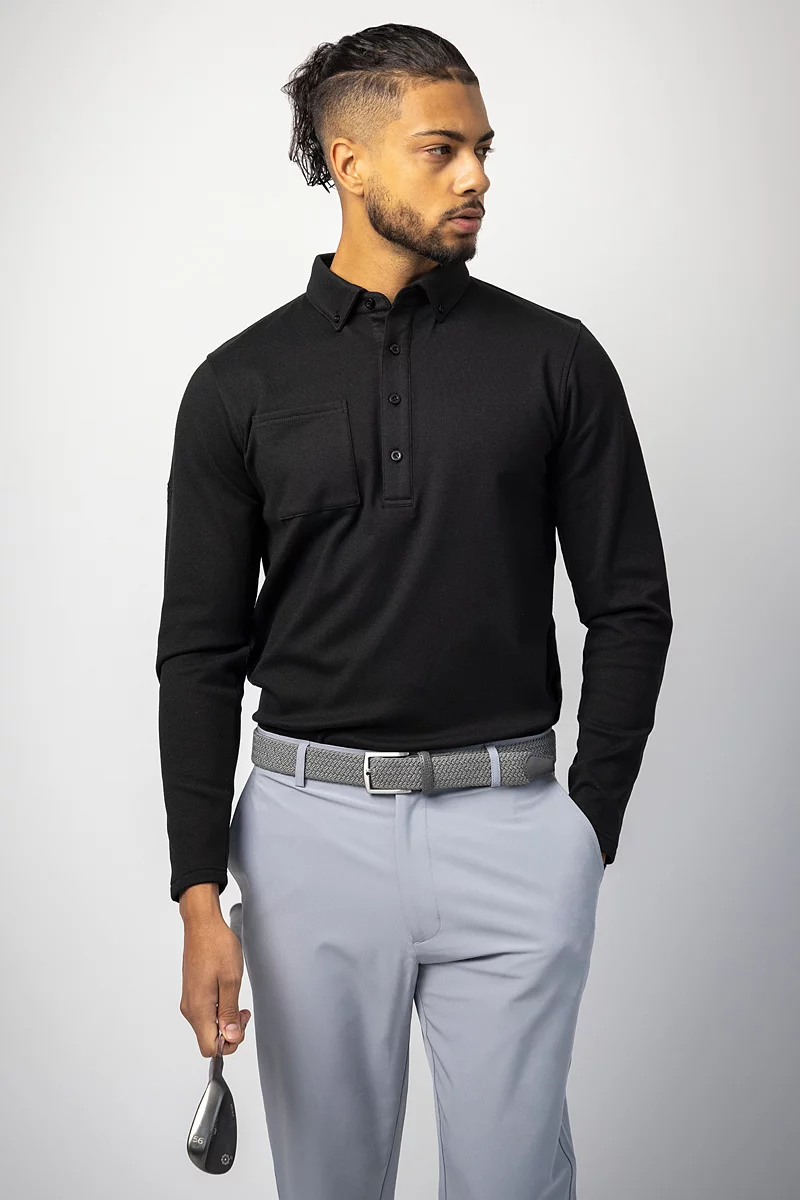 Mens Long Sleeve Thermal Performance Golf Polo Shirt Mens Long Sleeve Thermal Performance Golf Polo Shirt