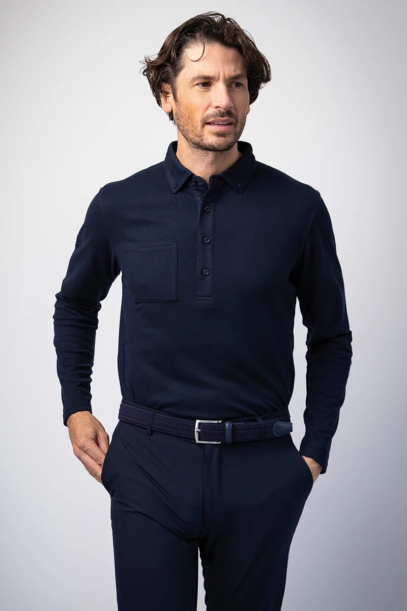 The Open 2025 Mens Long Sleeve Thermal Performance Golf Polo Shirt The Open 2025 Mens Long Sleeve Thermal Performance Golf Polo Shirt