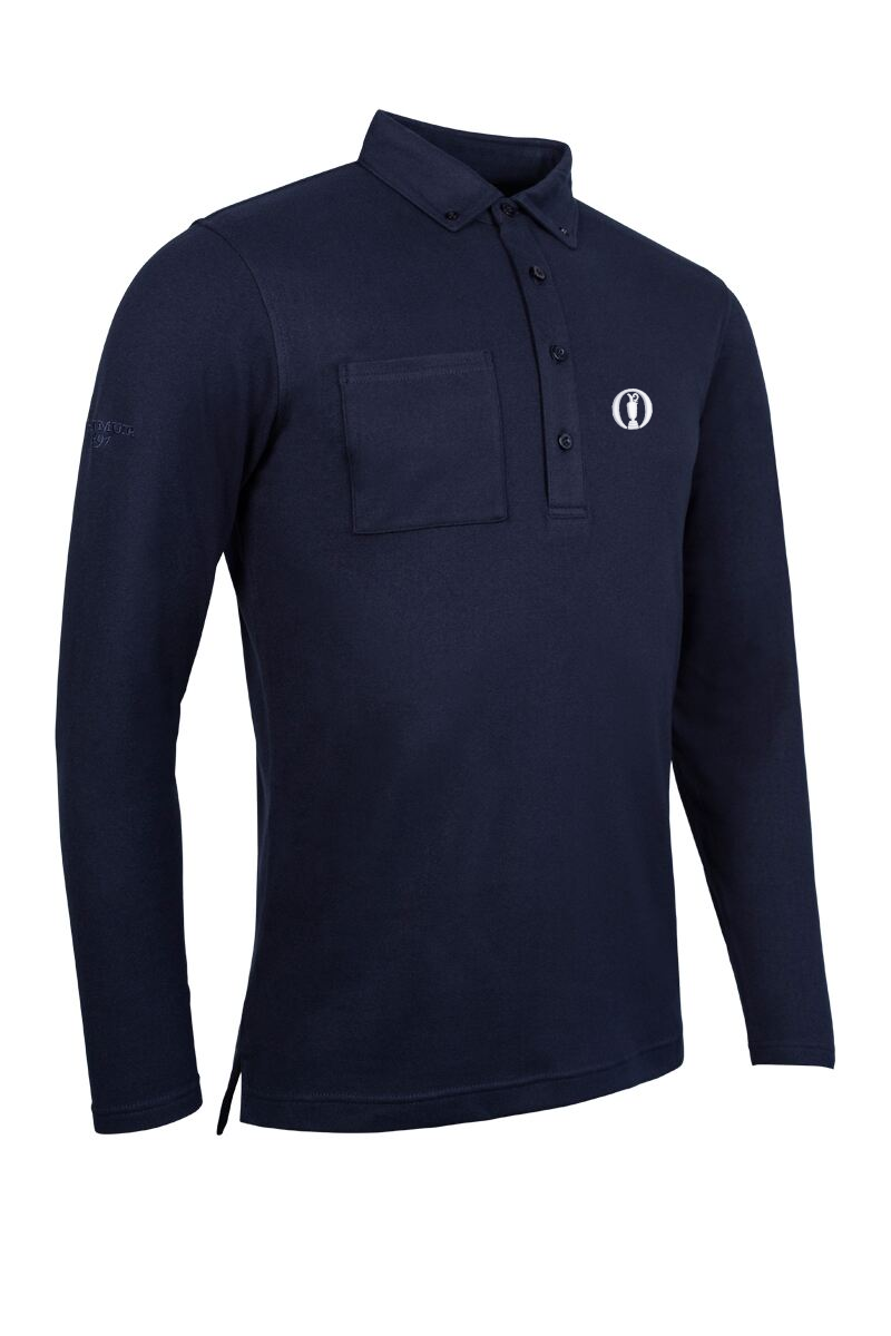 The Open 2025 Mens Long Sleeve Thermal Performance Golf Polo Shirt The Open 2025 Mens Long Sleeve Thermal Performance Golf Polo Shirt