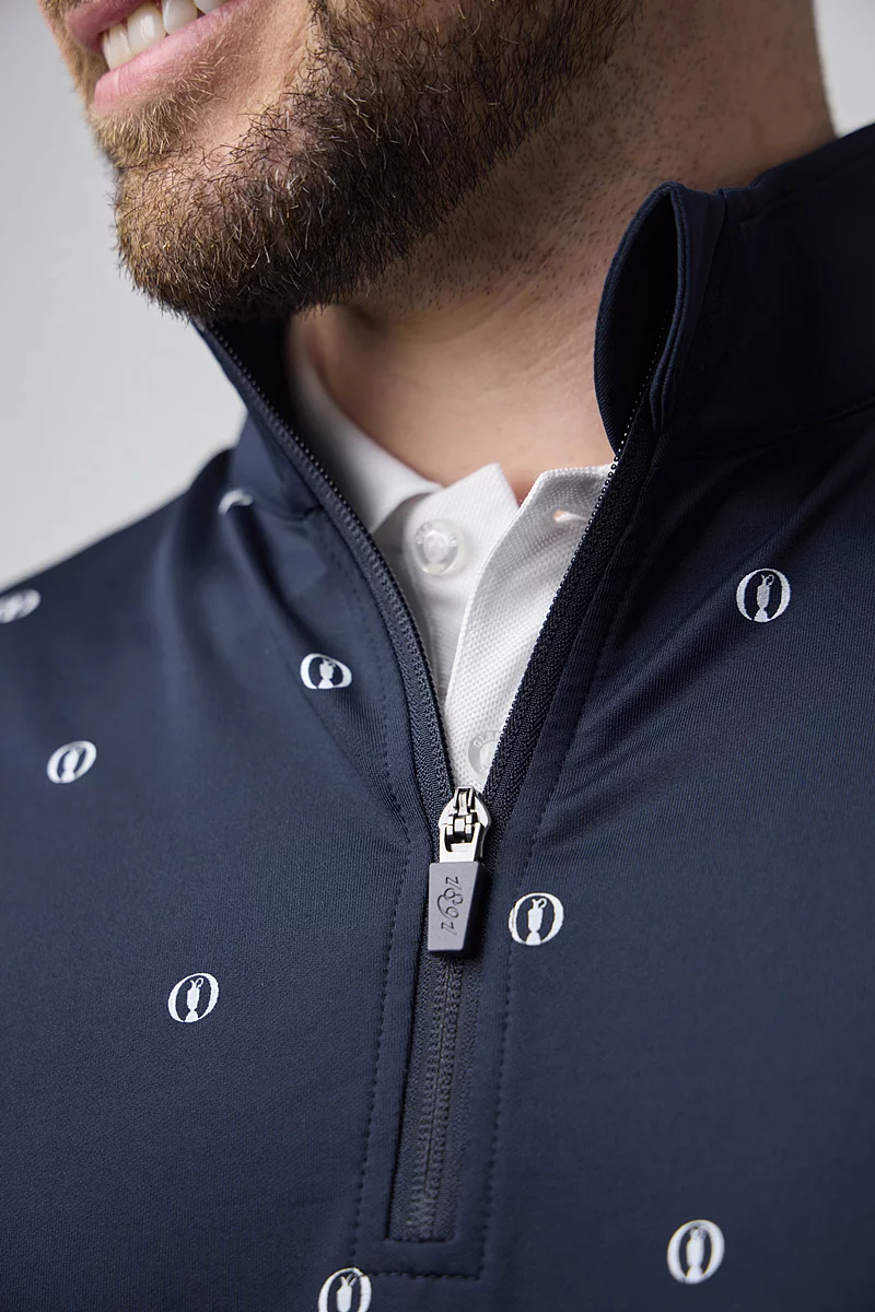 Mens Quarter Zip The Open Trophy Print Lightweight Performance Golf Midlayer Mens Quarter Zip The Open Trophy Print Lightweight Performance Golf Midlayer