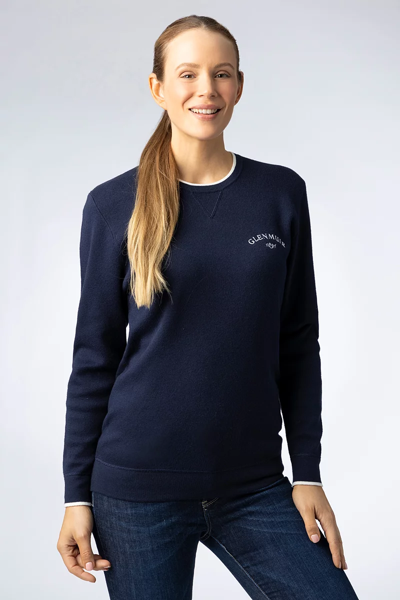 Mens and Ladies Crew Neck V Insert Tipped Touch of Cashmere 1891 Heritage Sweatshirt Mens and Ladies Crew Neck V Insert Tipped Touch of Cashmere 1891 Heritage Sweatshirt