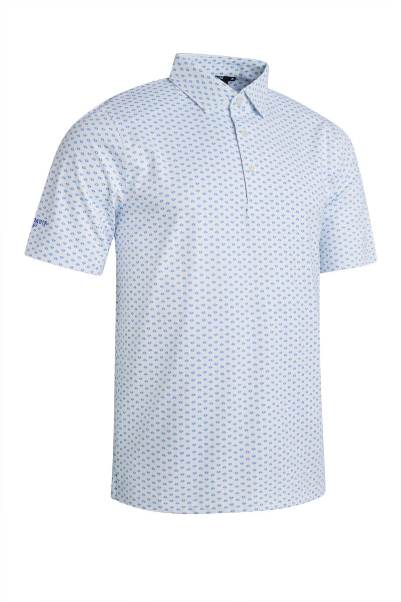 Mens Fan Print Tailored Collar Golf Shirt