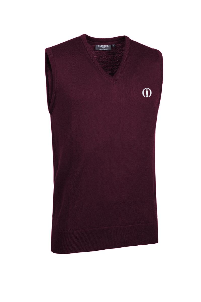 The Open Mens V Neck Lightweight Merino Wool Golf Slipover
