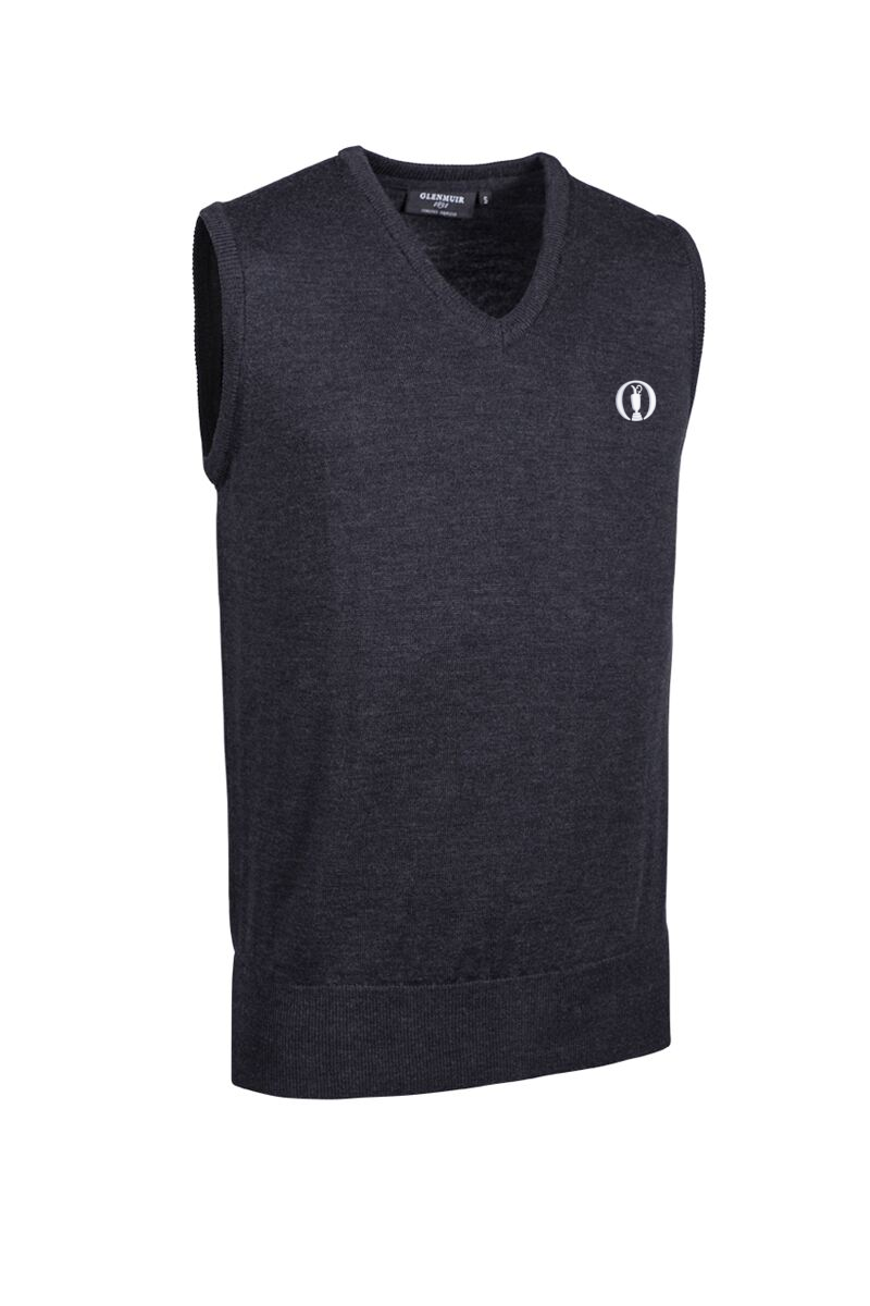 The Open Mens V Neck Lightweight Merino Wool Golf Slipover