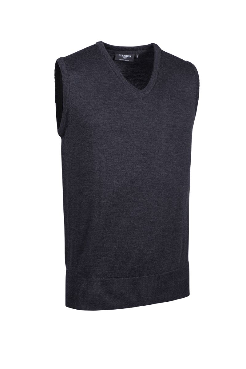 Mens V Neck Lightweight Merino Wool Golf Slipover