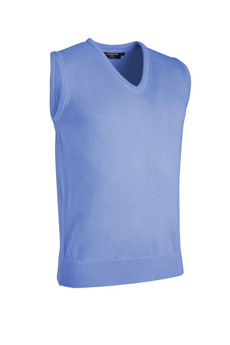 Official Ryder Cup 2027 Lightweight Mens V Neck Merino Wool Golf Slipover Light Blue XXL