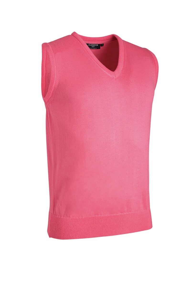 Glenmuir Mens V Neck Merino Wool Golf Slipover Sorbet M
