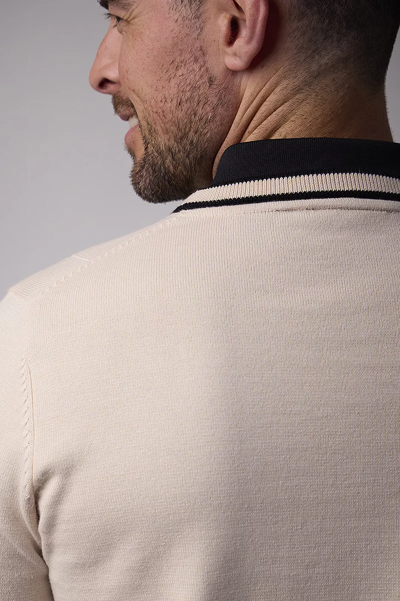 Mens Crew Neck Vertical Stitch Cotton Lightweight Golf Sweater