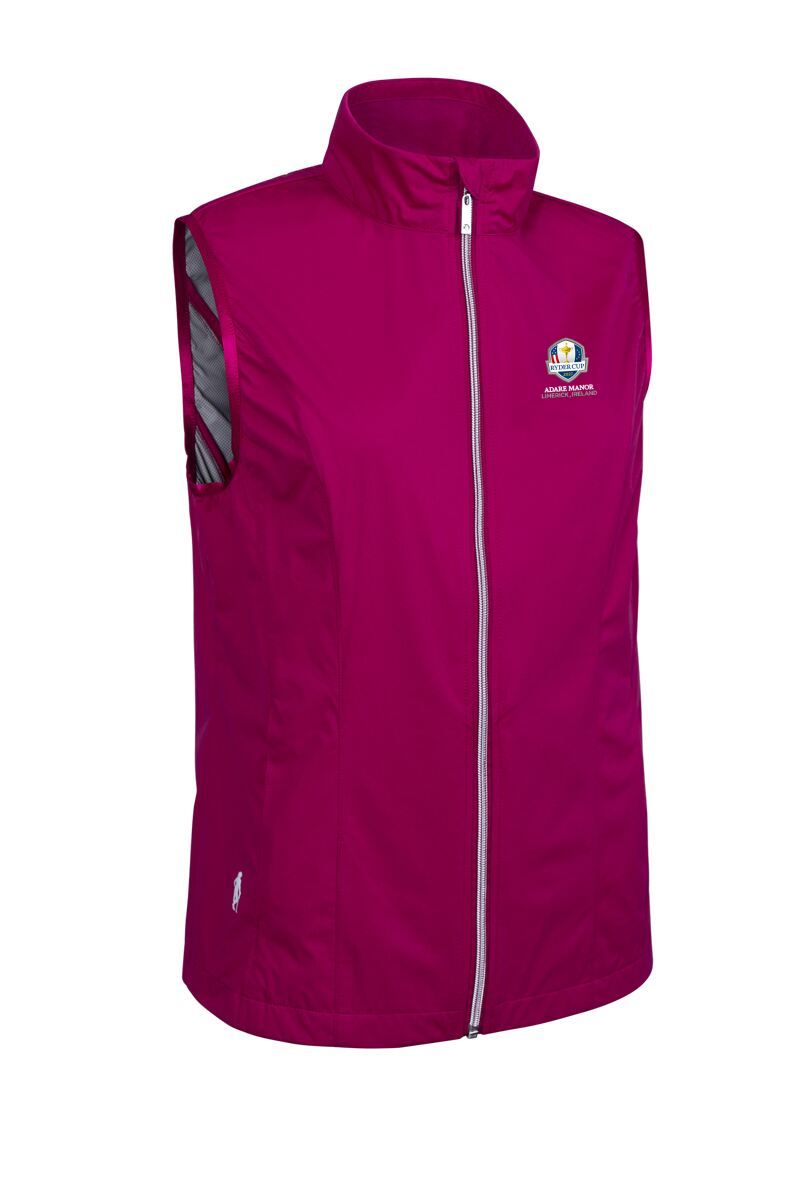 Official Ryder Cup 2027 Ladies Full Zip Lightweight Stretch Water Repellent Golf Gilet