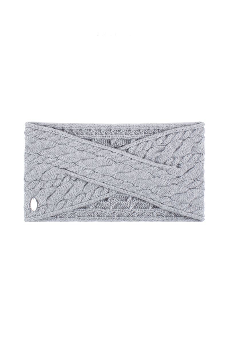 Ladies Cable Twist Knitted Golf Headband Sale Light Grey Marl One Size