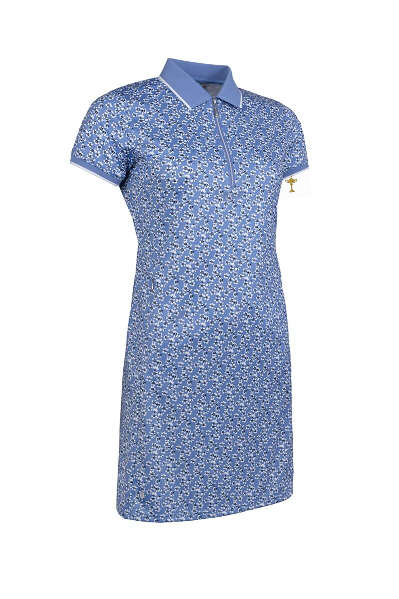 Official Ryder Cup 2027 Ladies Zip Collar Printed Golf Dress with Detachable Shorts