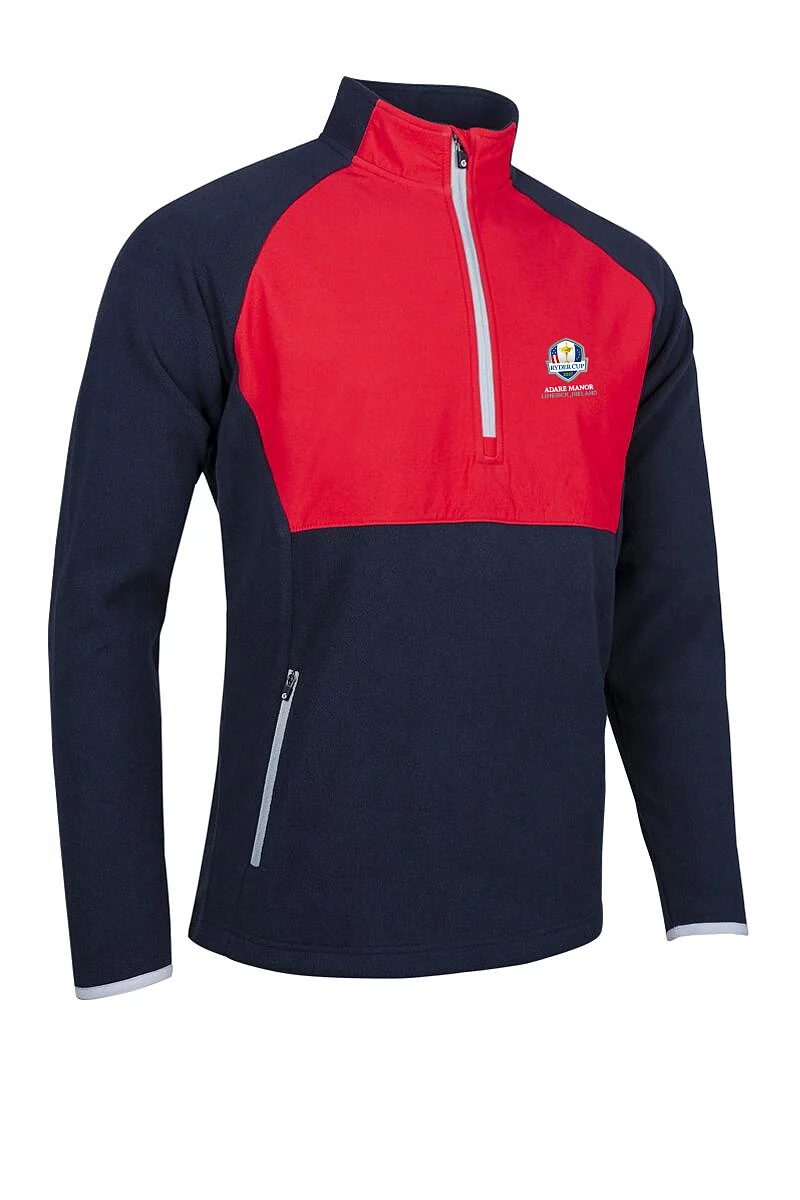 Sunderland Official Ryder Cup 2027 Mens Hybrid Thermal Fleece Golf Midlayer Navy/Red/Silver XXL